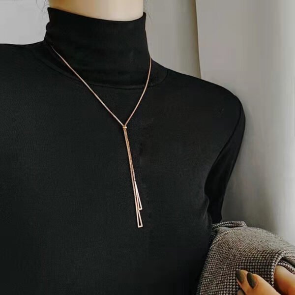 New Women's Drawstring Tassel Collarbone Chain - Light Luxury, Niche Style, Autumn & Winter Sweater Chain