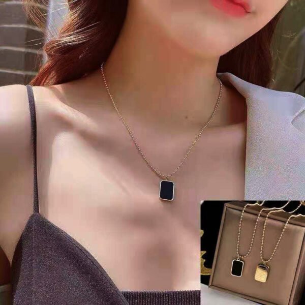 Women's New Square Alphabet Black-Plate Necklace - Light Luxury, Niche-Designed Western-Style Collarbone Jewelry