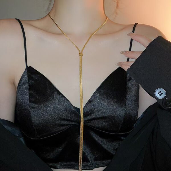 Women's Euro-American Cross-Border Necklace - Minimalist Pull-Adjustable Snake Chain, Bestselling Collarbone Chain, Light Luxury, Unique & Niche Choker