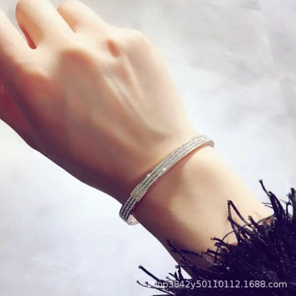 Open Bangle, Versatile Fashionable Personalized Baby's Breath Three-Row Diamond Wristband, Factory Direct Wholesale