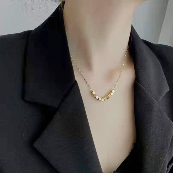 New Trendy Light Luxury Octagonal Wealth-Attracting Ten-Square Pendant Necklace - Exquisite European & American Style Decorative Collarbone Chain