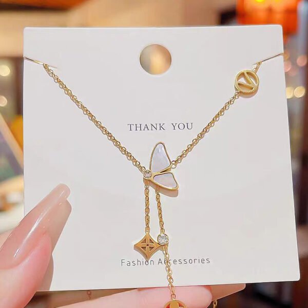 Wholesale of Light Luxury Niche White Shell Butterfly Necklaces for Women - Versatile Chokers with Elegant Minimalist Pendant Collarbone Chains (Elegant Jewelry)