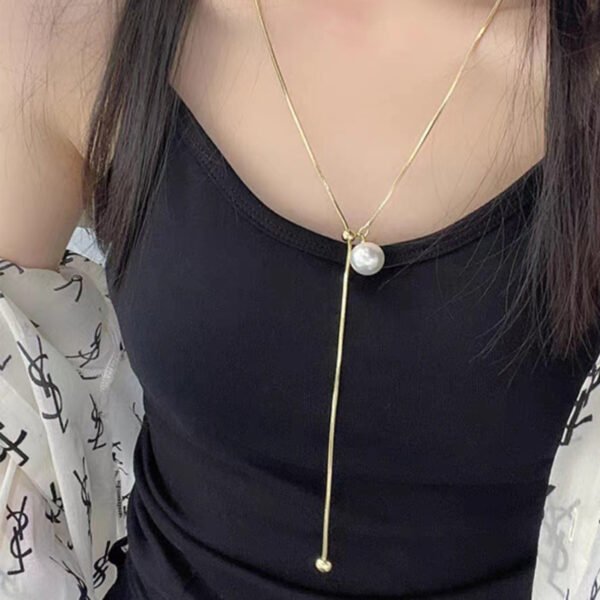 New Style Adjustable Pearl Long Sweater Chain, Niche-Designed Minimalist High-End Temperament Jewelry Accessory