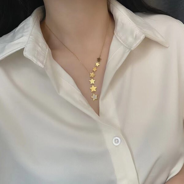 New-Style Seven-Star & Pentagram Collarbone Necklace - Niche Tassel Pendant