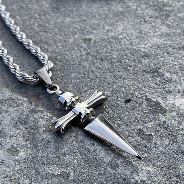 Trendy Cross Dagger Pendant with a Stylish Twisted Chain - A Festive Accessory