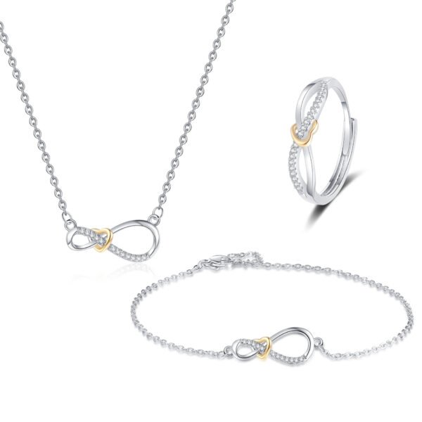 Carlisle Original New Design: Infinite Symbol Necklace, Minimalist & Stylish Heart-Shaped Ring, Versatile Elegant Jewelry Set